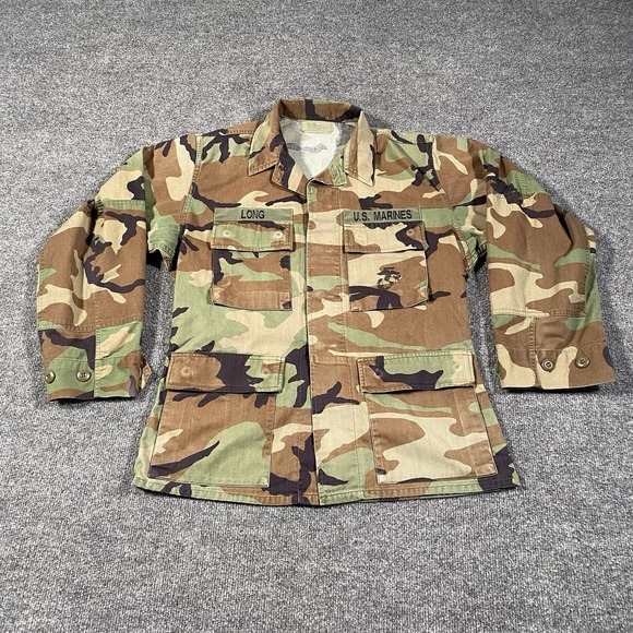 Other - Vintage 90s Terry USMC Woodland Camo Combat Blouse Coat Mens Size Small Short